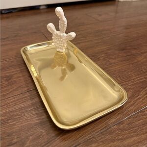 Gold Cactus Jewelry Tray